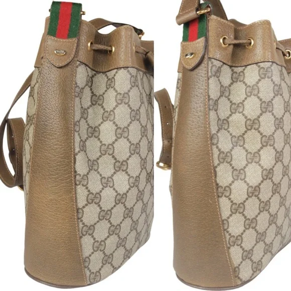 GUCCI Vintage Sherry Line GG Web Drawstring Shoulder Bag - Picture 13 of 15